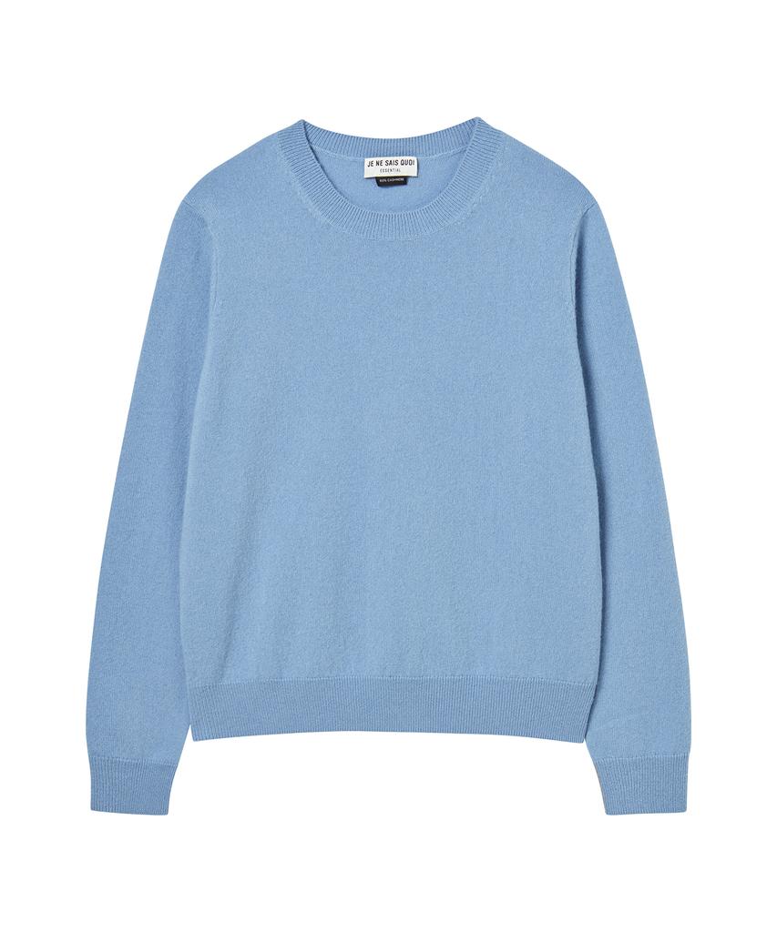 JE NE SAIS QUOI [100% Cashmere] Signature Crew Neck Cashmere Pullover_ Sky Blue
