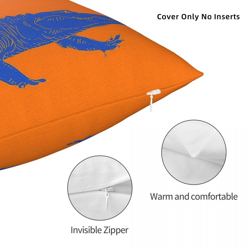 Blue Gator On Orange Square Pillowcase Polyester Linen Velvet Printed Zip Decor Pillow Case Home Cushion Case