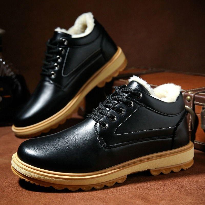 Зимние кожаные мужские ботинки с толстым мехом, теплые ботильоны, рабочая мужская обувь, водонепроницаемые зимние ботинки больших размеров