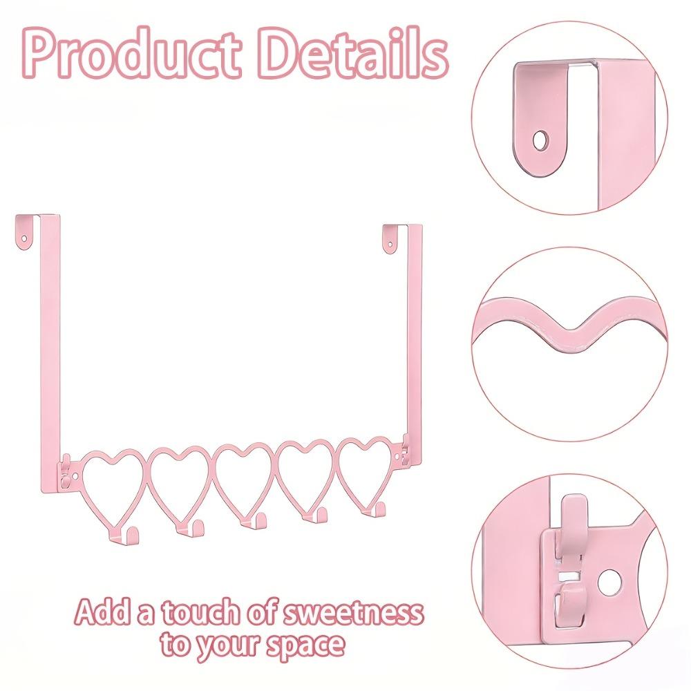 Iron Over The Door Hooks Pink Wall Mount Hook Rack for Entryway Bathroom Bedroom