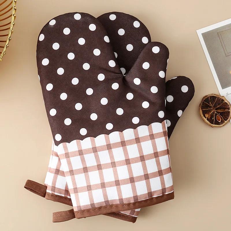 Cotton Print Anti-High Temperature Gloves Microwave Anti-Scald Baking Gloves Kitchen Oven Heat Insulation Gloves