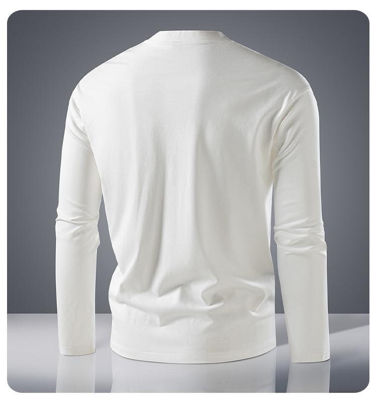 [Heavy Milan Cotton] Four in One Button Chinese Style Men's T-shirt Long Sleeve Spring and Autumn