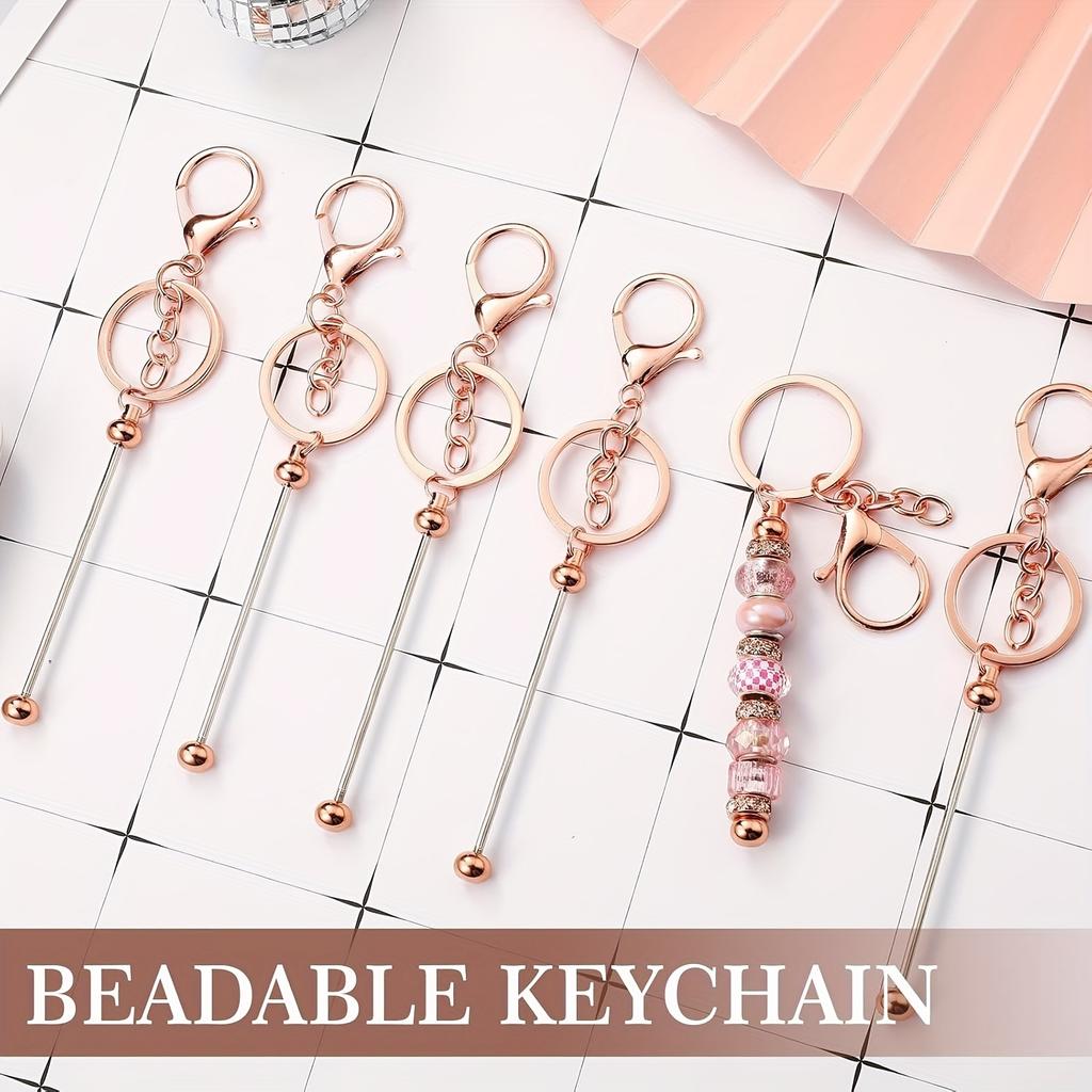12pcs of Bead Keychain DIY Keychain Pendant Made of Silvery Metal Bead Keychain Blank Keychain Bead Keychain, DIY Bead Keychain, Hanging Accessories