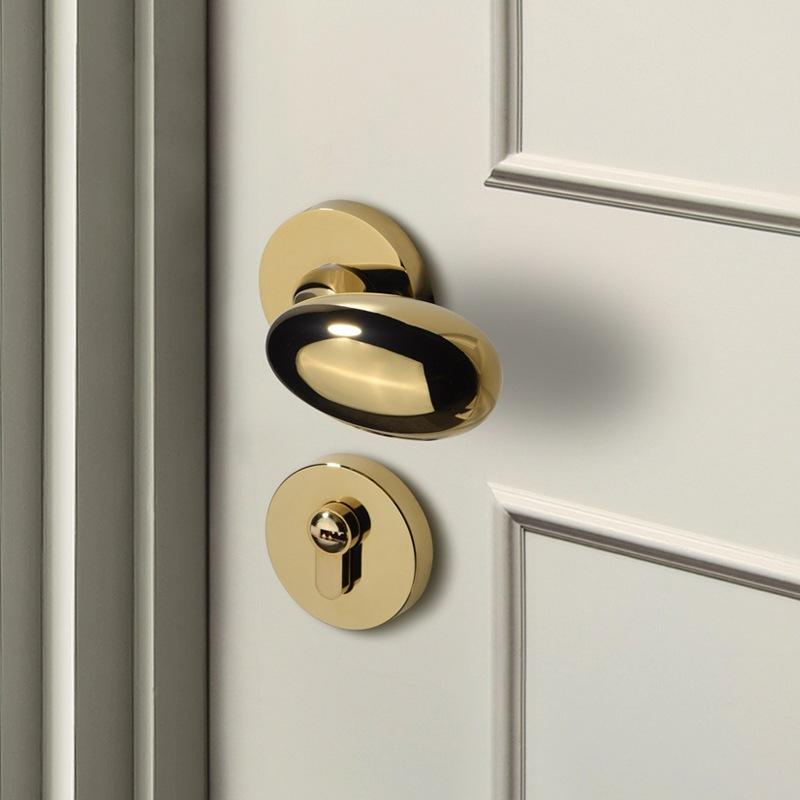 Golden Zinc Alloy Bedroom Door Lock Bathroom Lock Magnetic Suction Mute Room Door Handle Indoor Door Lock Split Door Handle Lock