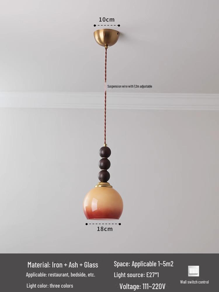 Caramel Glass Chandelier: Retro Wabi-Sabi Design for Bedroom, Restaurant, or Bar.