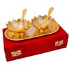 German Silver And Gold Plated Bowl Set With Royal Velvet Gift Box (Contains-2 Bowls 2 Spoons & 1 Tray), 100 ML