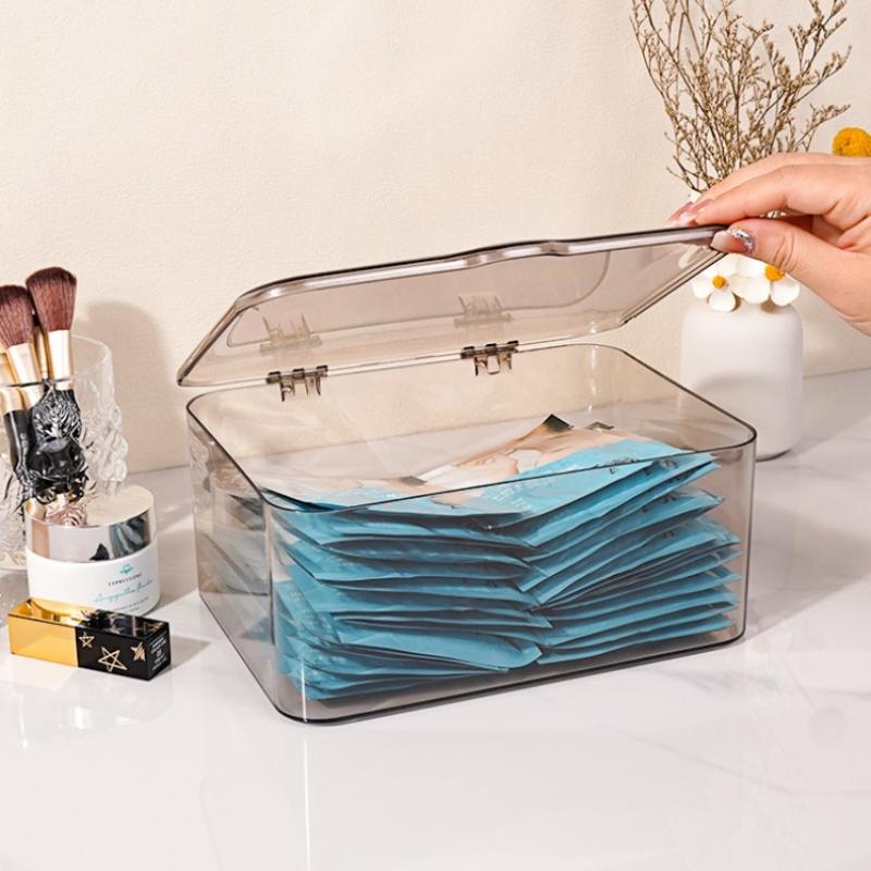 Clear Plastic Storage Box Multi-Purpose Desktop Organizer For Home Office Makeup Jewelry Bathroom