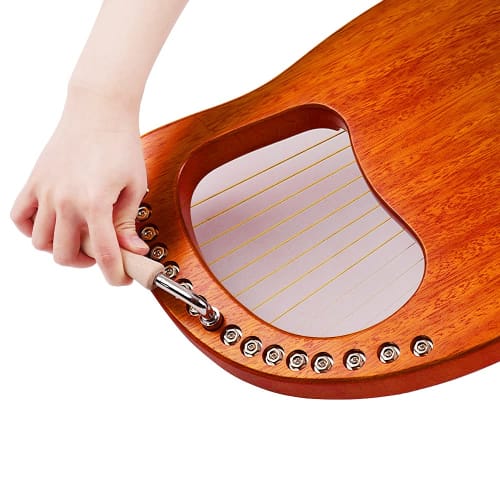 Walter.t 16-String Wooden Lyre Harp with Metal Strings, Mahogany Wood String Instrument, Carry Bag, Tuning Wrench, Cleaning Cloth, Strings WH16