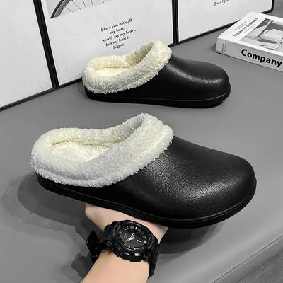 Зимние женские меховые тапочки, водонепроницаемые теплые плюшевые домашние шлепанцы, домашняя обувь на толстой подошве, нескользящие однотонные сандалии для пар