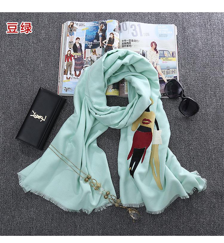 Milan Catwalk Applique Beautiful Women Scarf, Warm Shawl Autumn and Winter Fashion Scarf, Women