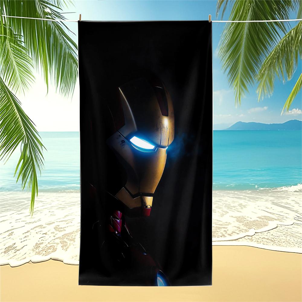 Marvel Iron Man Beach Towel,Superhero Pool Towel,Absorbent Towel Lightweight Towel,Bathroom Swimming,Best Gift for Teens