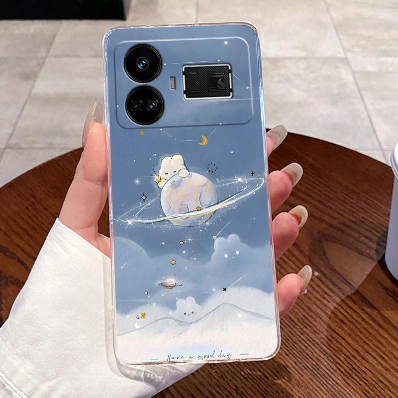 Casing For Realme GT5 Case Transparent Soft Silicone Aesthetic Fashion Cute Cat Astronaut Cover For Realme GT 5 240W Phone Case