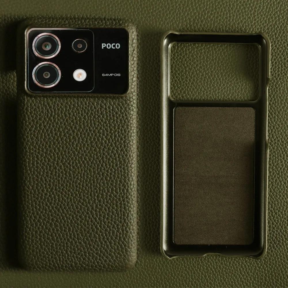 For POCO F8 Ultra Case Business Genuine Leather Cover For Poco F7Pro POCO X6 M5 M6Pro X4Pro F2Pro Back Coque Shockproof Fundas