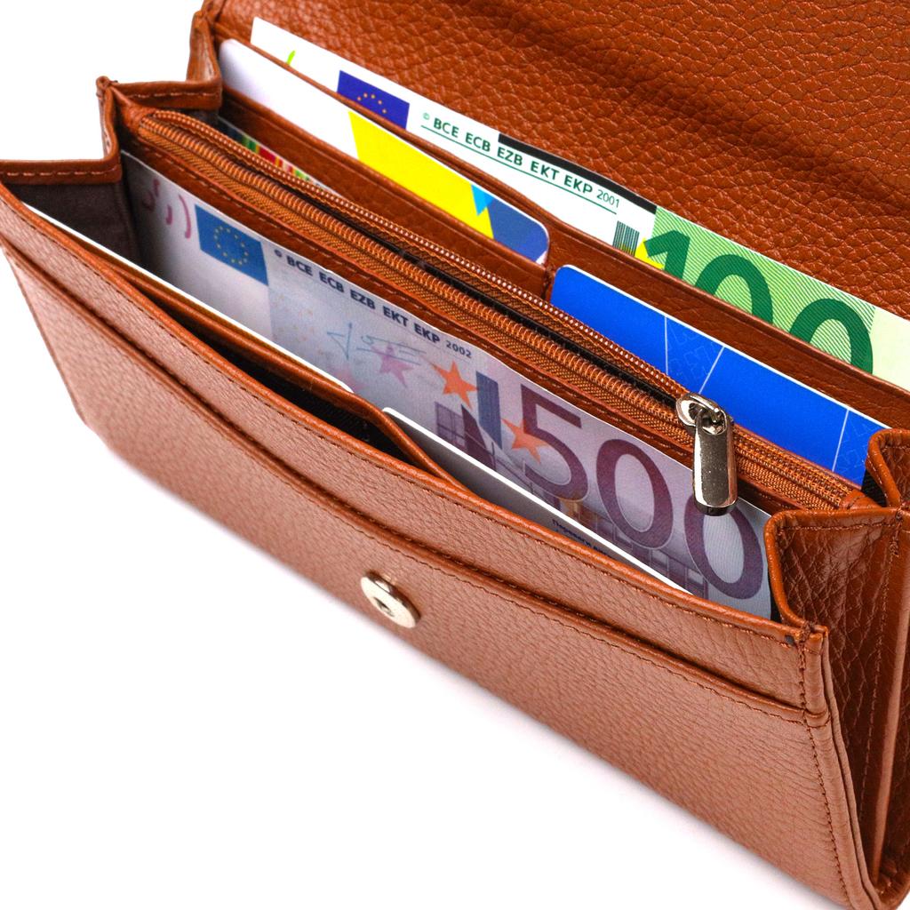 Надежный женский кошелек из натуральной зернистой кожи CANPELLINI 21712 Коричневый