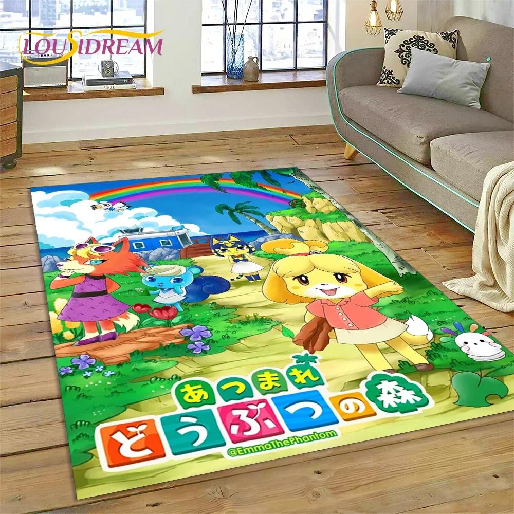 Cute Animal Crossing New Horizons Cartoon Carpet Rug for Bedroom Living Room Home Sofa Decoration,Kid Game Large Decor Floor Mat
