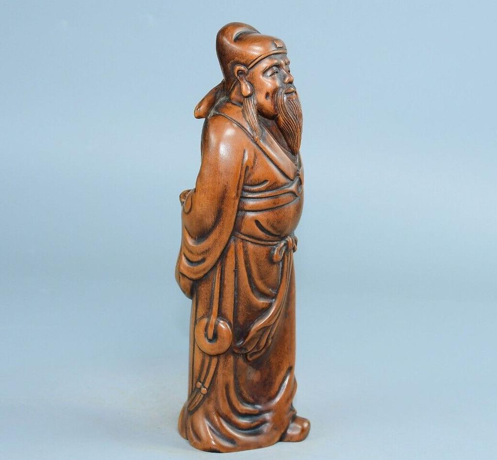 Chinese Antique Boxwood Carving Exquisite Li Bai Figure Statue Collection Decor