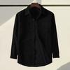 Men Corduroy Shirt Turn-down Collar Single-breasted Solid Color Loose Cardigan Retro Style Mid Length with Chest Pockets Top for Daily Wear Commuting