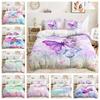 Мечтательный фиолетовый комплект постельного белья с бабочками 3D-принт полиэстер пододеяльник одинарный полуторный двуспальный королевский размер для украшения дома подарок на день рождения