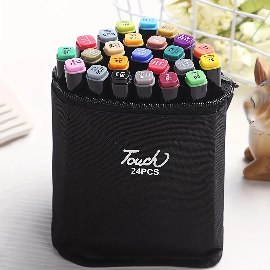 24pcs-Colors Alcohol Markers Dual Tip Permanent Art Markers for Coloring,Illustrations,and Sketching,Manga Markers Kids adult