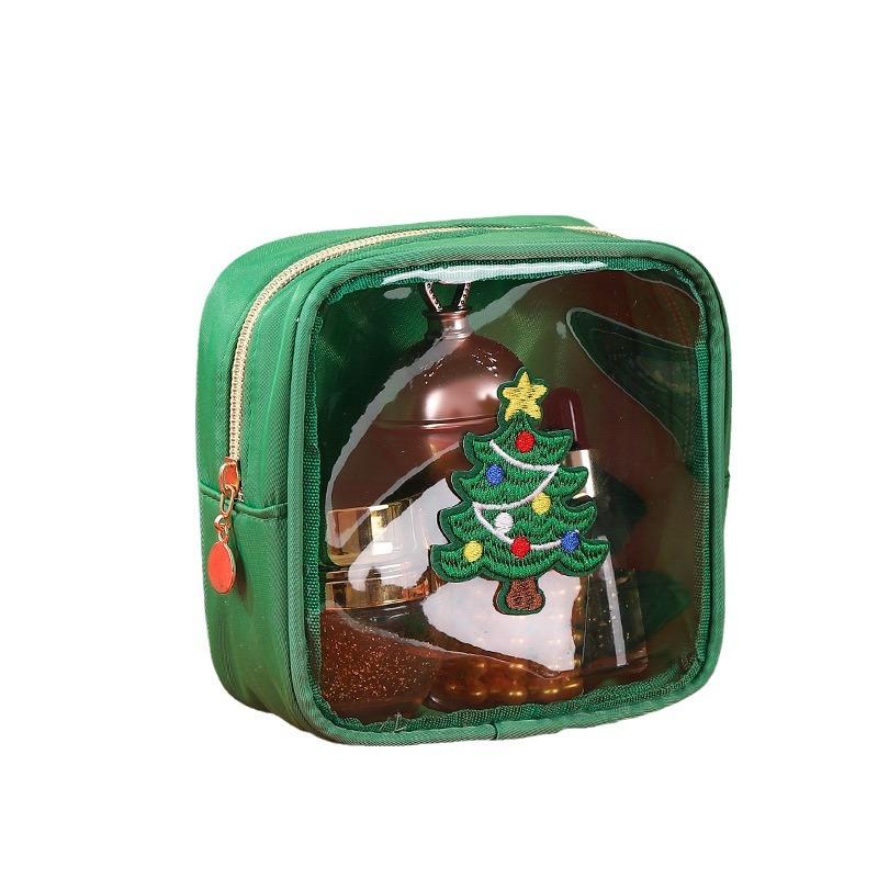 Christmas Chenille Embroidery Alphabet Makeup Bag Large Capacity Toiletry Bag High Appearance Level Travel Storage Bag