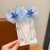 Cute Tassel Forehead Chain Mermaid Pearl Bow Accessories Fashion Hair Clip  for Children