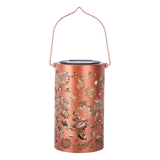 Decorative Garden Lights Solar Powered Waterproof Metal Floral Outdoor Lanterns Pattern Warm Glow Ambient Light
