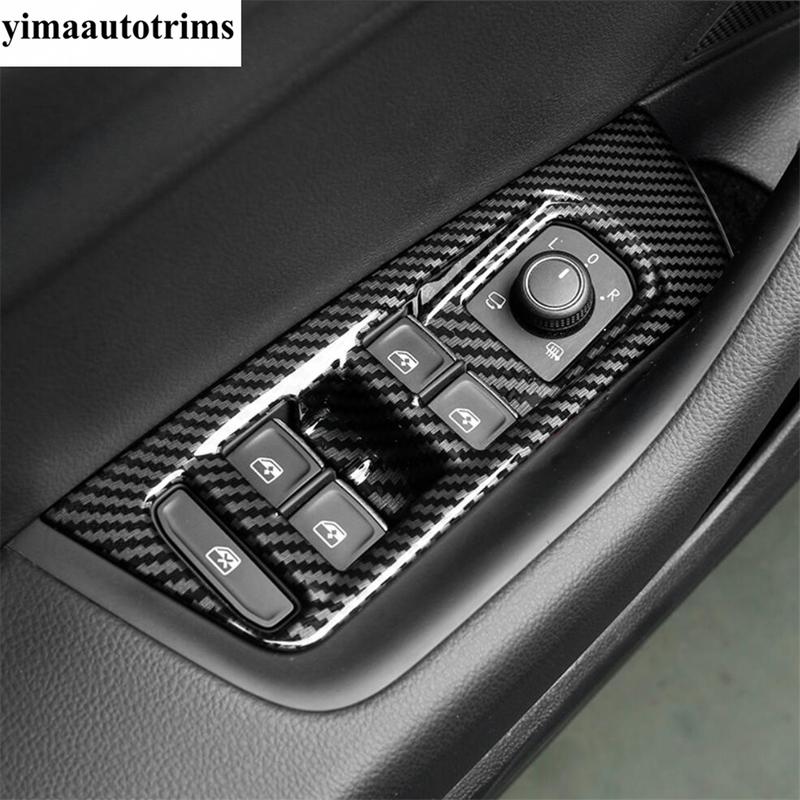 Head Lamp / Window Lift / Water Cup Panel / Glove Box Cover Trim For Volkswagen Arteon 2018 - 2024 ABS Carbon Fiber Accessories