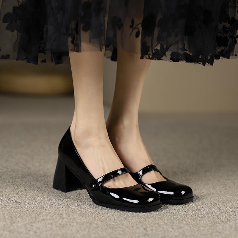 Мода Модные и универсальные Новые Ретро Темпераментные Лоферы Повседневные Туфли с Квадратным Носком На Высоком Каблуке Женские Кожаные Туфли в Британском Стиле