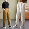 Women Winter Warm Down Cotton Pants Thick Padded Quilted Trousers Joggers Elastic Waist Casual Trousers