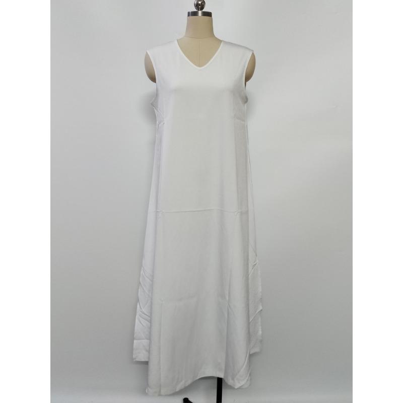 Sleeveless V-neck Side Split Summer Long Dress Elegant Fashion Loose Casual Simple A-line Party Maxi Long Dress Solid Color Woman Clothing