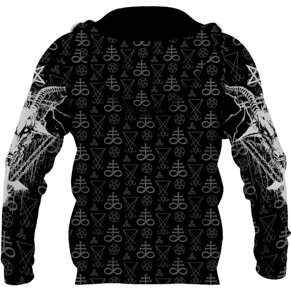 Весенне-осенние модные мужские толстовки с сатанинскими символами татуировки, мужская толстовка с 3D принтом по всей поверхности, унисекс, пуловер на молнии, повседневная куртка