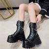 Высокий каблук, большой размер 35-42, увеличение платформы, сапоги для женщин, дизайнерская мода, осень-зима, роскошная обувь, рыцарские сапоги для женщин