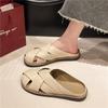 New Baotou Slippers Women's 2025 Summer Casual Flat Beach Half-drag Women's Fashion Versatile Sandals Women's Shoes