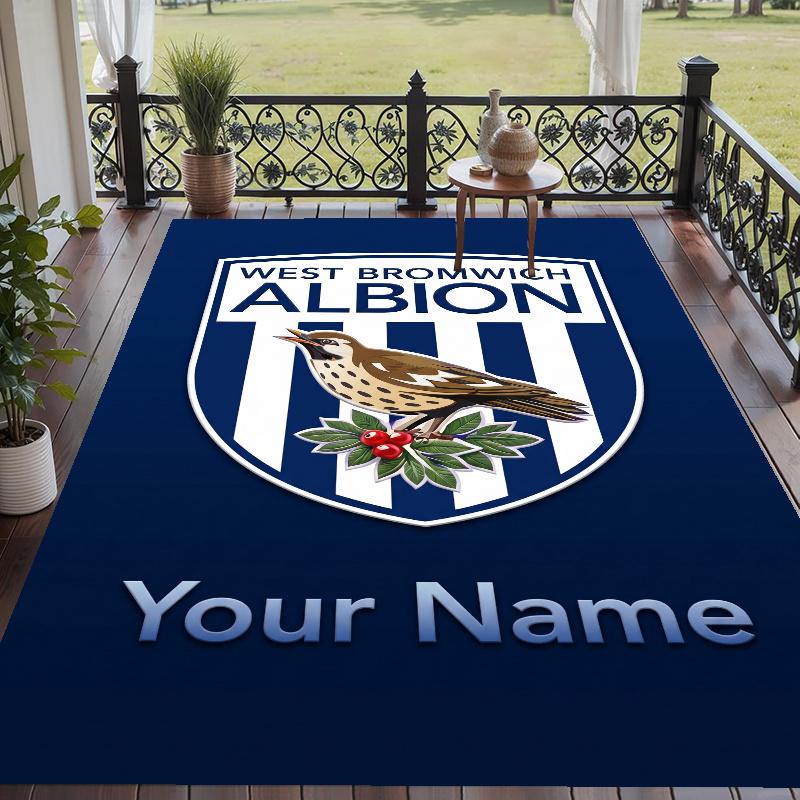 Custom Name West Bromwich Albion Crystal Velvet Floor Rug Personalized Text Soft Carpet Home Decor