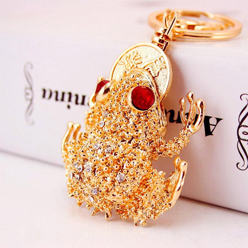 Креативный китайский фен-шуй брелок золотая жаба - металлический кулон в виде животного в подарок