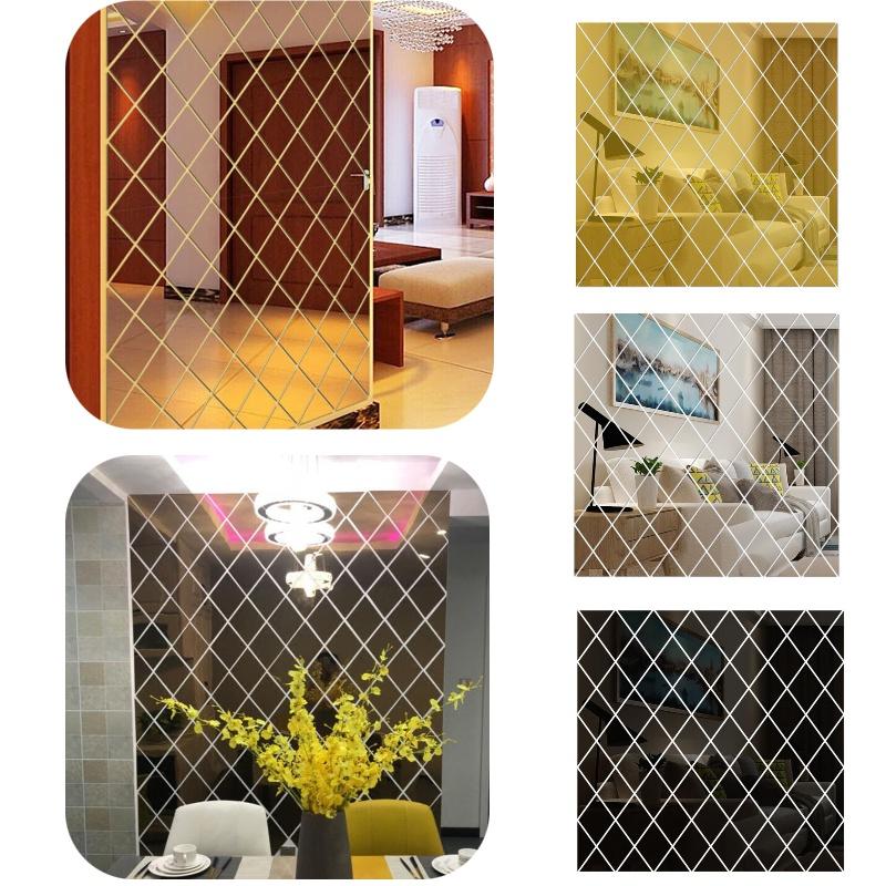 Factory Wholesale Cross-border Diamond Combination Living Room Tv Sofa Background Wall Acrylic Mirror Decorative Wall Sticker