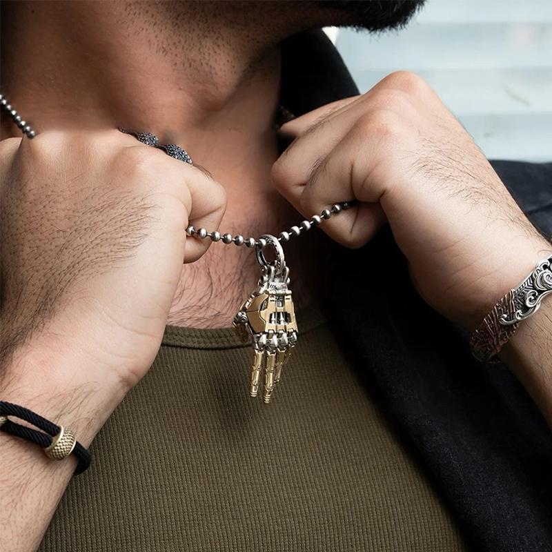 Модный механический биомиметический кулон-рука с цепочкой для мужчин и женщин, креативное подвижное сочленение пальцев, ожерелье-роботизированная рука, ювелирное изделие