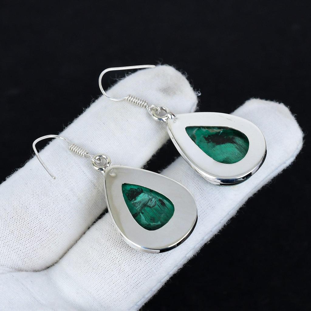 Серьги из натурального малахита, старинные серьги из стерлингового серебра 925 пробы, серьги-подвески из серебра в стиле бохо, подарки для вечеринок, подарки для нее