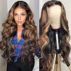 Women Long Straight Wig Middle Part Natural Silky Heat Resistant High Temperature Fiber Ladies Highlights Long Curly Synthetic Hair