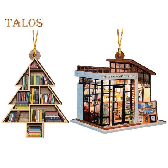 Книжная полка рождественские украшения 2D плоские акриловые книжный магазин украшение рождественская елка подвесное украшение для любителей книг подарки