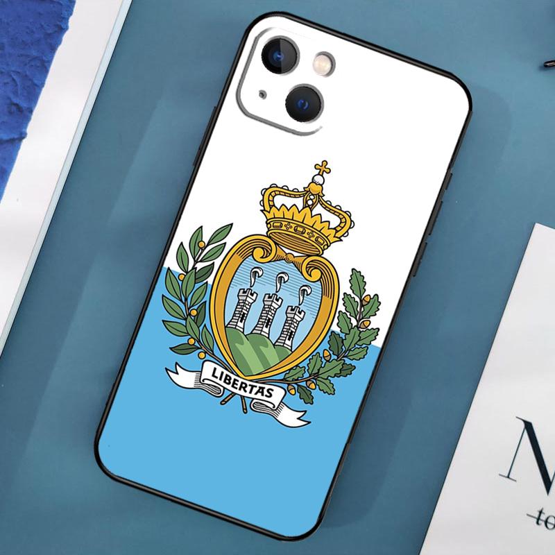 Чехол для телефона с флагом Сан-Марино для iPhone 15 13 12 11 14 Pro Max Mini X XR XS MAX SE 2020 7 8 Plus Задняя крышка