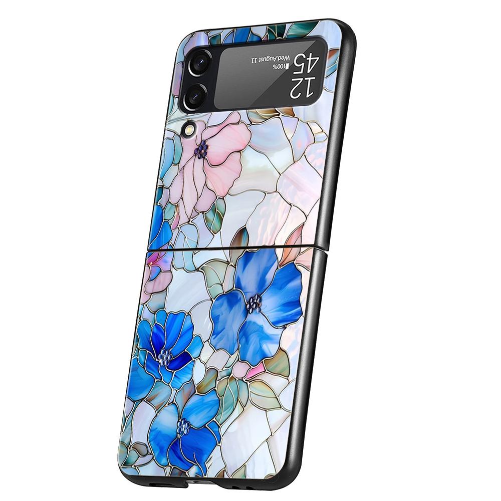 Цветочный мрамор Геометрия Чехол для телефона Для Samsung Galaxy Z Flip 3 4 5 6 7 Жесткий Складной ПК Для Samsung Z Flip3 Flip4 Flip5 Чехол