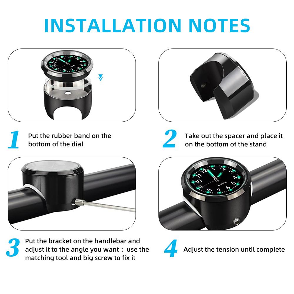 Часы на руль мотоцикла, прочные, из нержавеющей стали, с функцией ночного видения, водонепроницаемые, с противоударной пряжкой, для мотоцикла и велосипеда