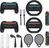 NBCP Sports Accessory Kit for Switch 2 Motion Control Kit with Steering Tennis Golf Leg and Grip 14 In 14-in-1 - Wheel, Racket, Sword, Club, Strap,