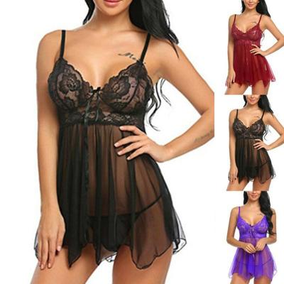 S-4XL сексуальное женское кружевное нижнее белье Babydoll, ночная рубашка, прозрачная одежда для сна, ночная рубашка, мини-платье