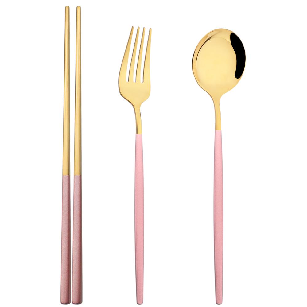 Зеркало, ложка, вилка, палочки для еды, набор посуды, 3 шт., столовая посуда из нержавеющей стали, золотой западный набор столовых приборов, кухонные принадлежности для ужина