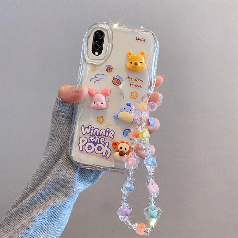 Силиконовый чехол для Samsung A20, M02, A03, A52S: Милый дизайн куклы из мультфильма, защита от падения, цветочный браслет для женщин