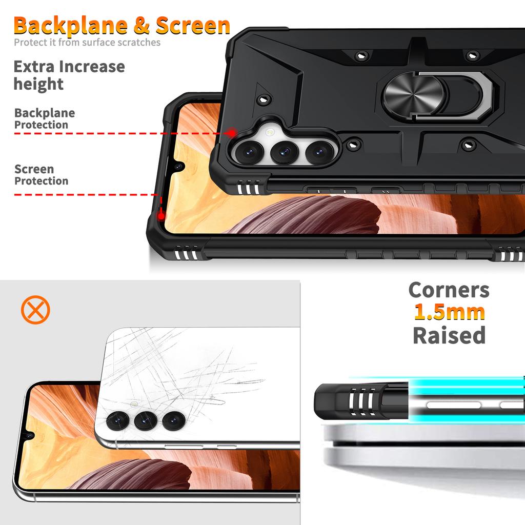 For Samsung Galaxy A15 4G/5G Case Rotation Ring Kickstand PC+ TPU Phone Cover