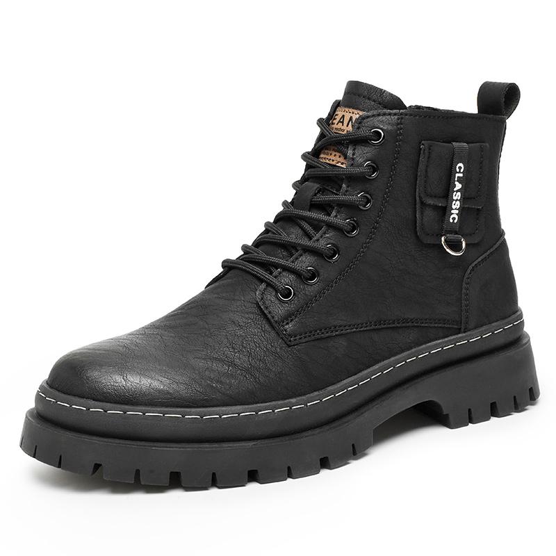 Высококачественные зимние повседневные кожаные ботинки на платформе для мужчин, дизайнерская повседневная рабочая обувь, высокие ботильоны в британском стиле