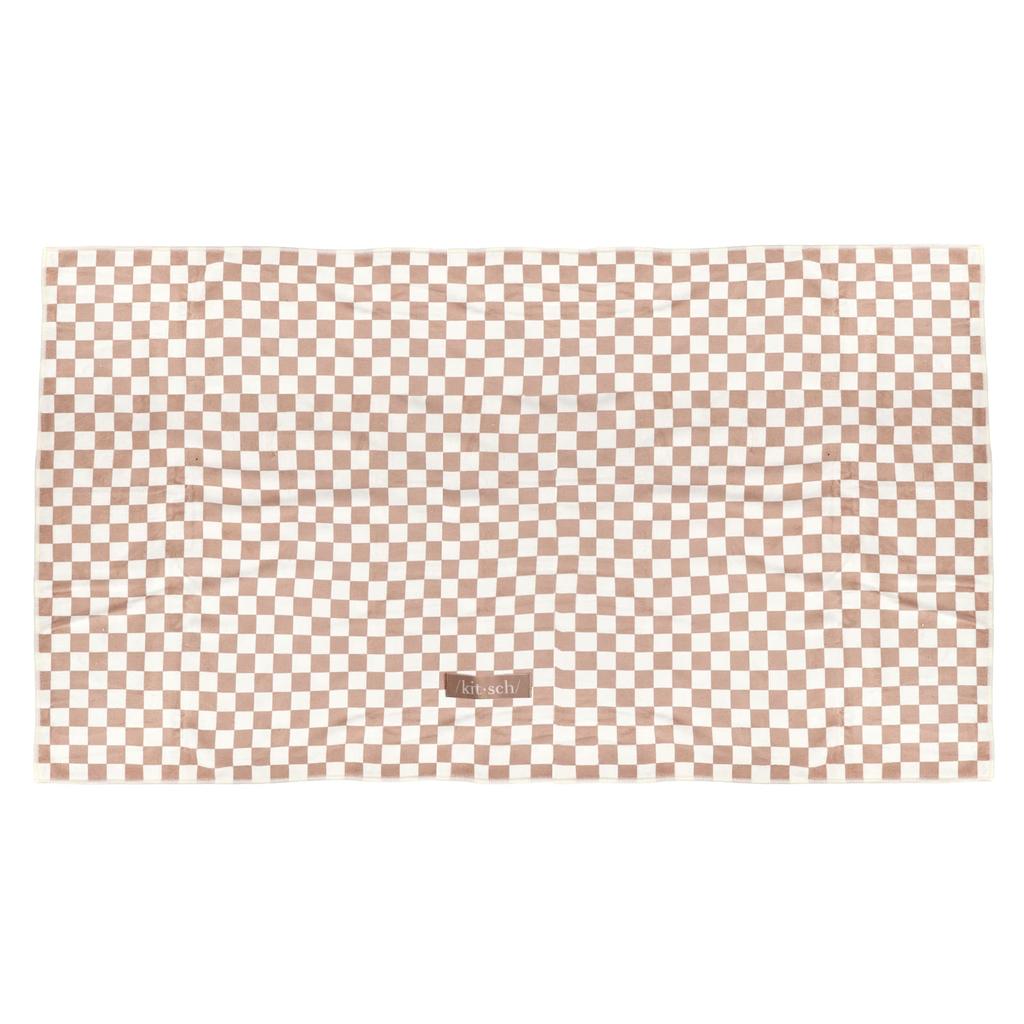 Kitsch Полотенце-накидка для волос быстросохнущее, очень большое, терракотовая клетка, 1 шт.